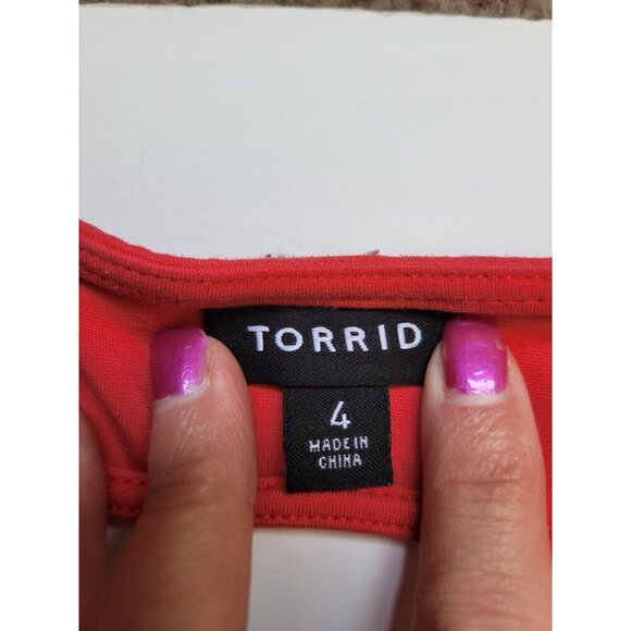 Torrid Red/Orange Knee Length Sleeveless Zipper Pockets Size 4 Casual Date Night - Picture 6 of 10
